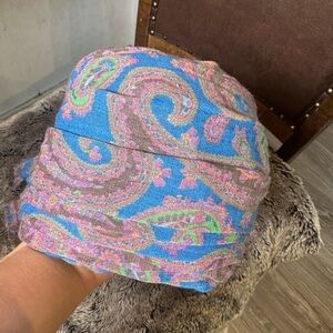 Vintage 1960’s Madcaps Designer Cotton Paisley Blue/Purple Turban Hat